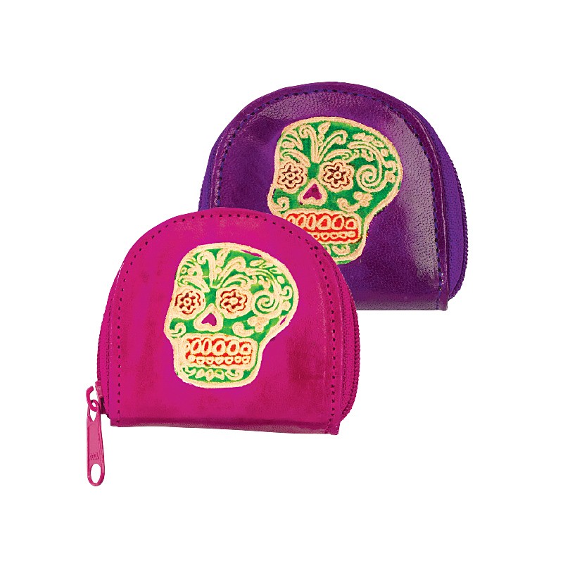 SUGAR SKULL LEATHER COIN PURSE