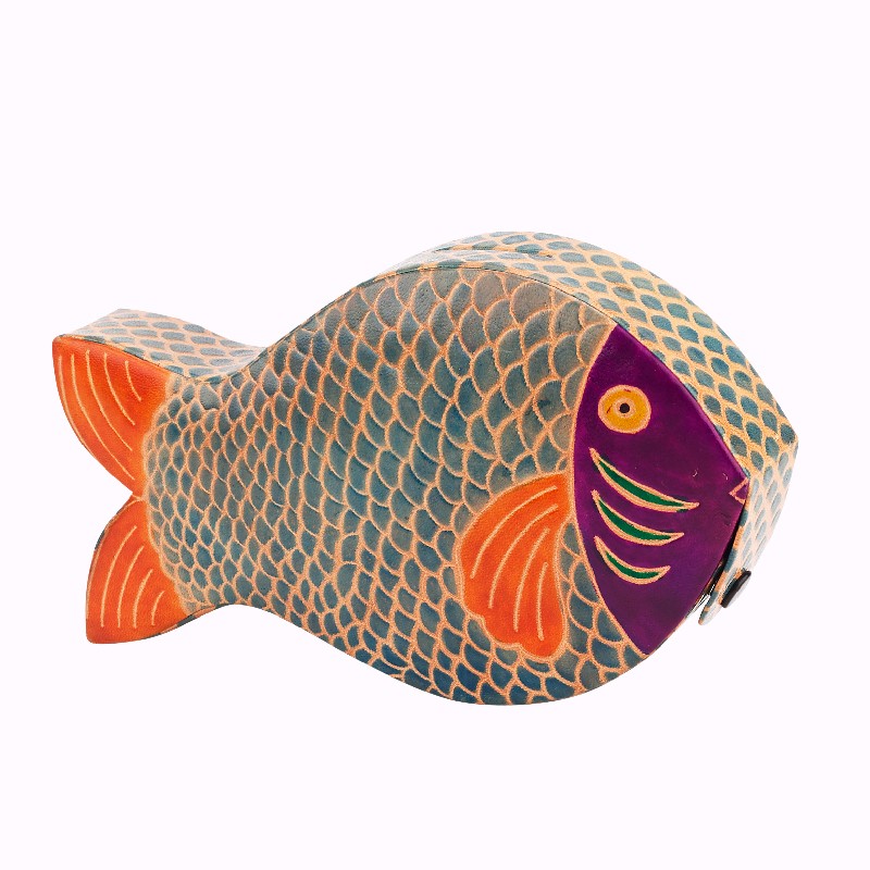 LARGE FISH LEATHER BANK