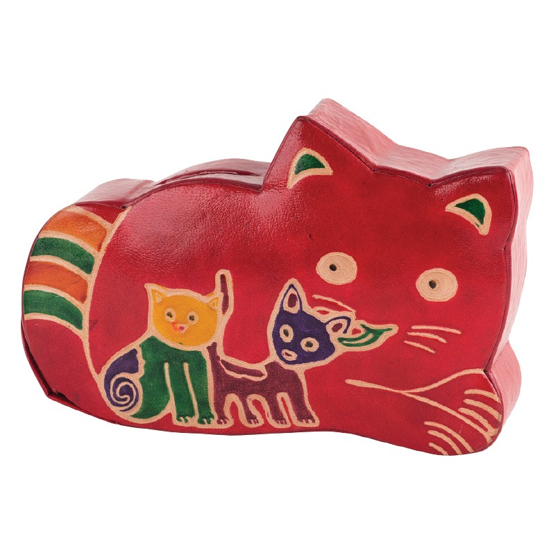 SITTING CAT LEATHER BANK