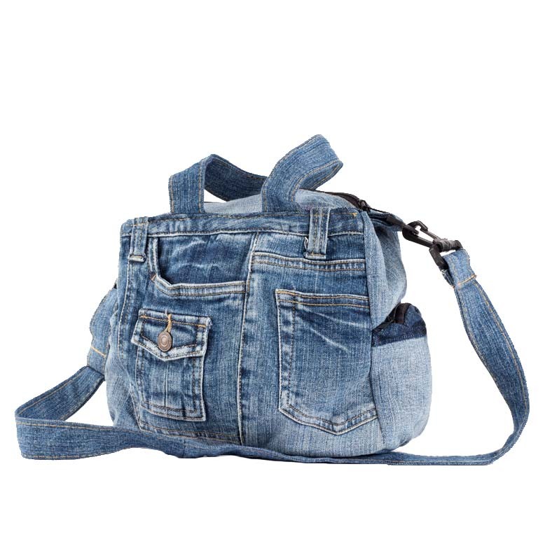 SMALL RECYCLED JEAN BAG WITH HANDLES