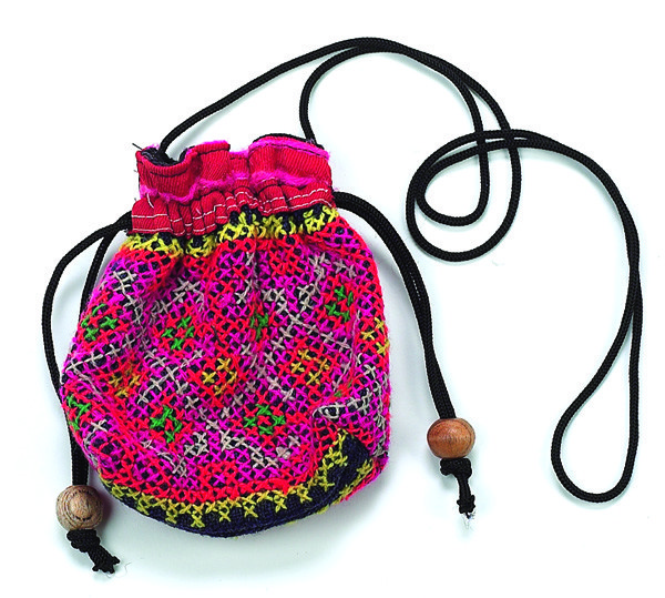 THAI HILLTRIBE EMBROIDERED DRAWSTRING PURSE