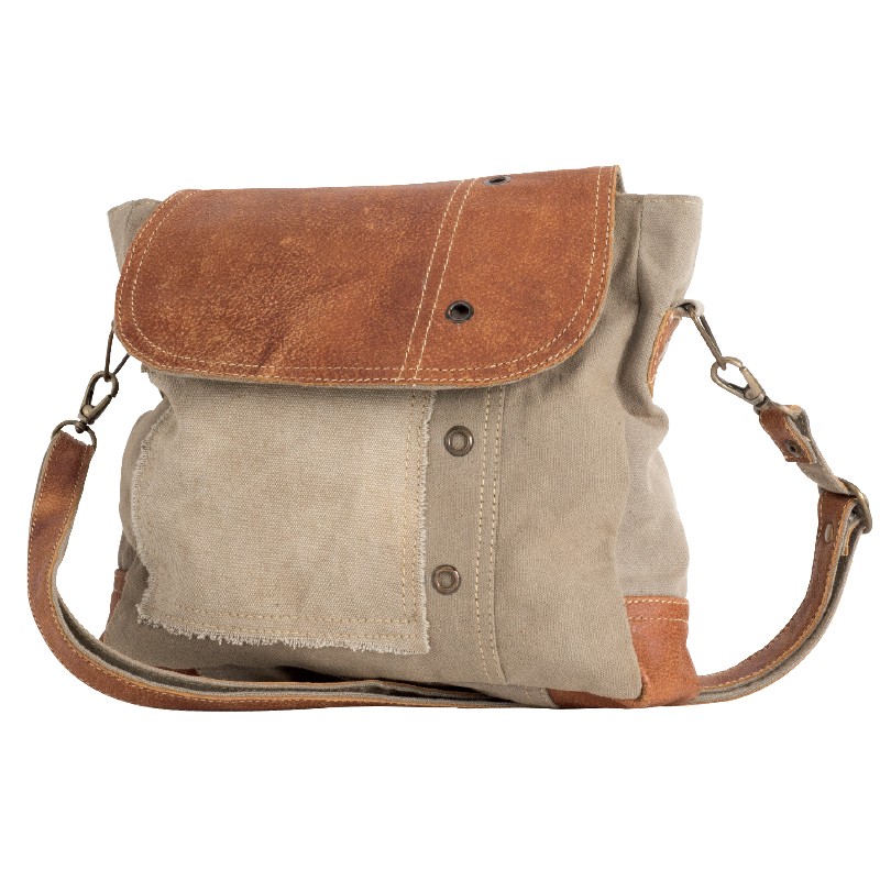 PLAIN SHOULDER BAG With LEATHER FLAP