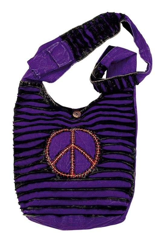 PURPLE / BLACK RIBBED PEACE MONK BAG