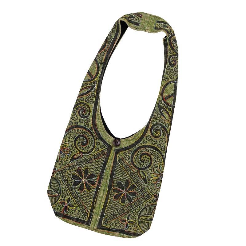 GREEN STONEWASHED BOHO BAG