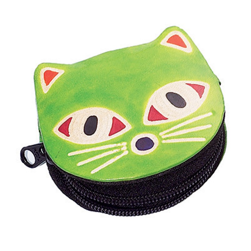 CAT LEATHER COIN PURSE