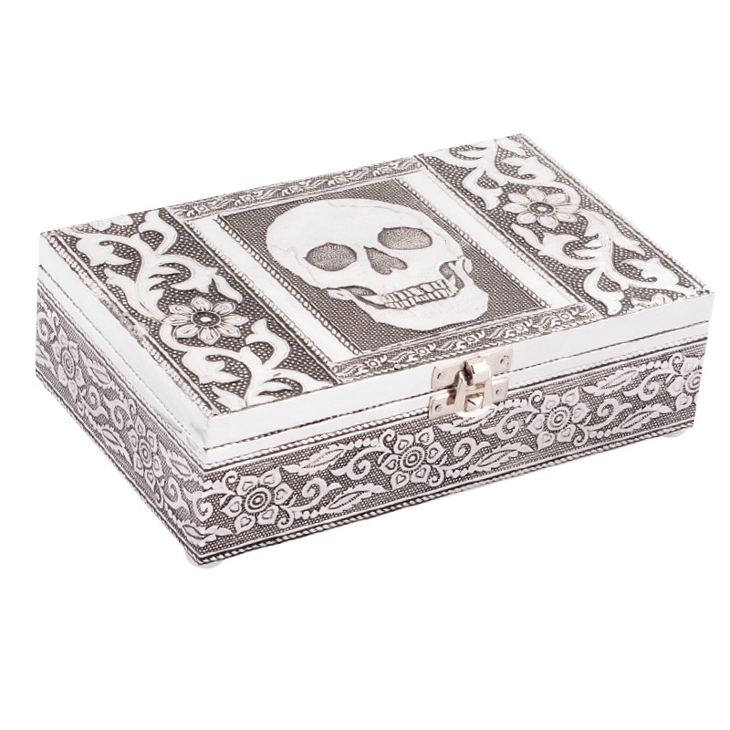 SKULL TIN JEWELRY BOX