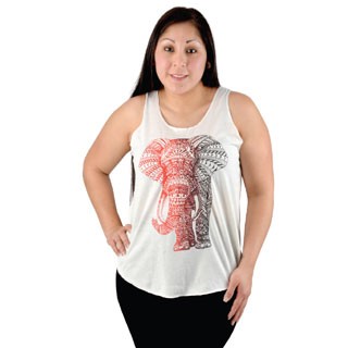 WHITE TANK WITH RED ELEPHANT