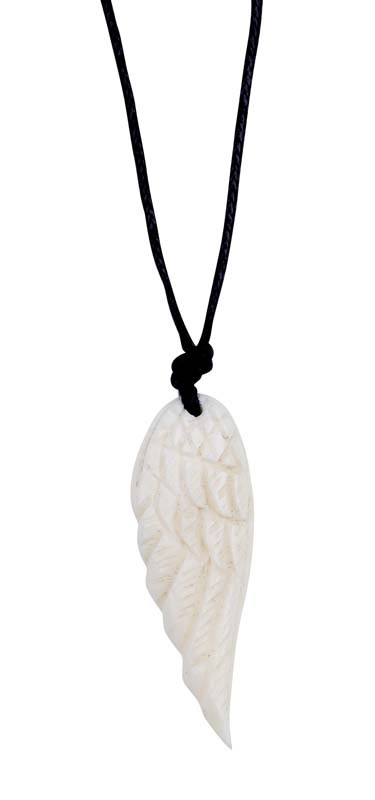 CARVED BONE WING NECKLACE