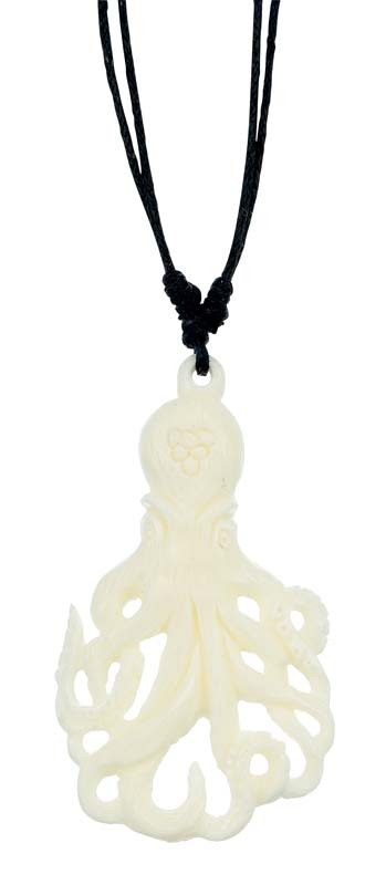 CARVED BONE OCTOPUS NECKLACE