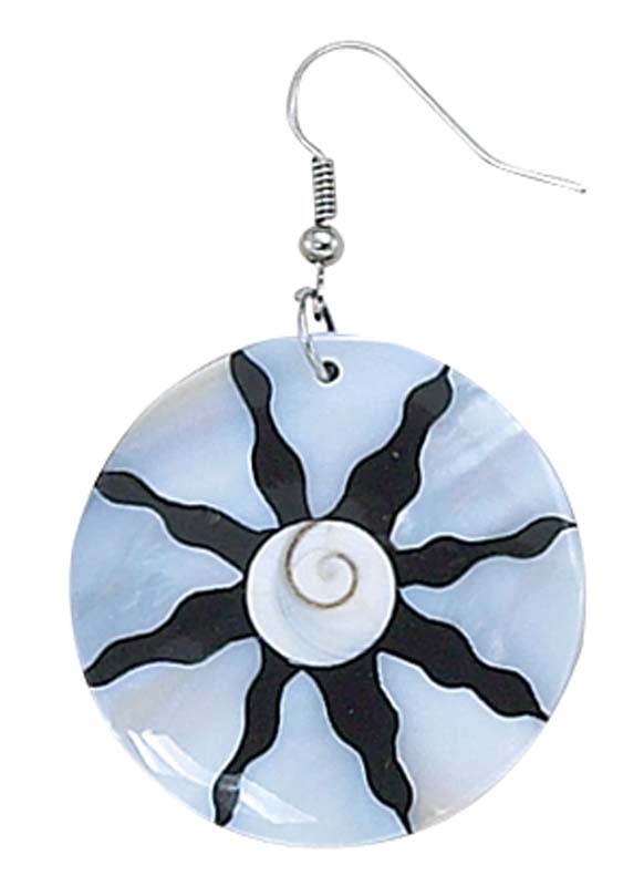 BLACK & WHITE SUN BURST ROUND EARRINGS