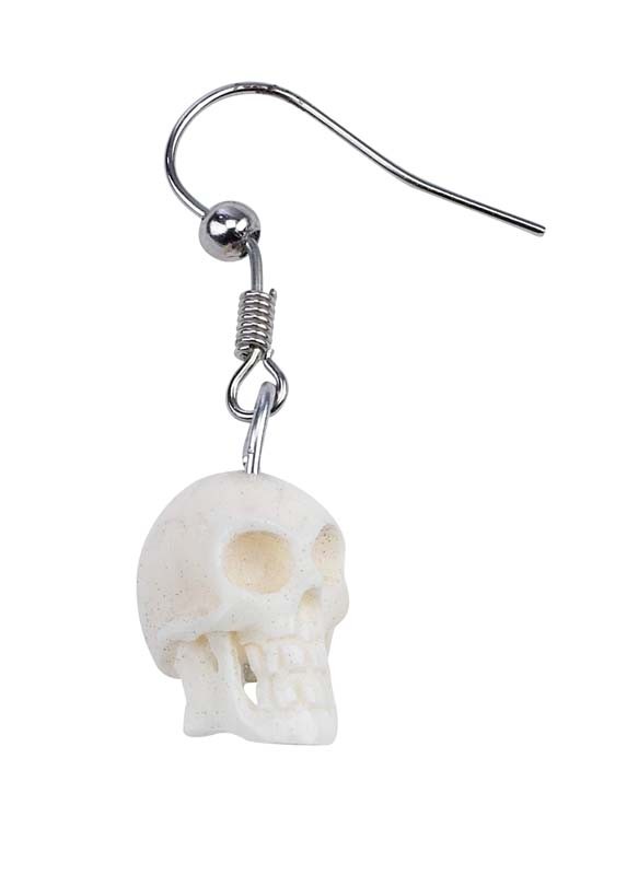 SKULL WHITE CARVED BONE EARRINGS