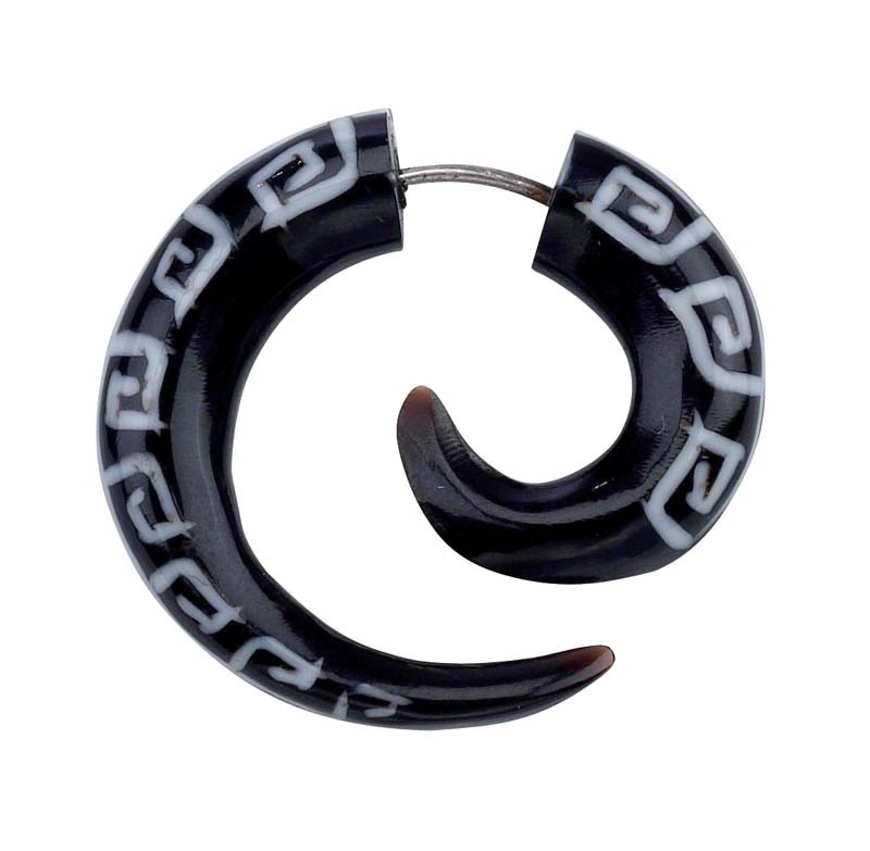 BLACK & WHITE HORN 6MM FAUX GAUGE