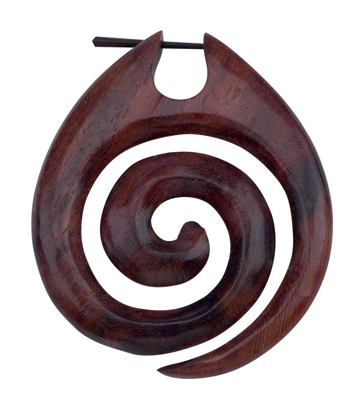 BIG WOOD SPIRAL STICK EARRINGS