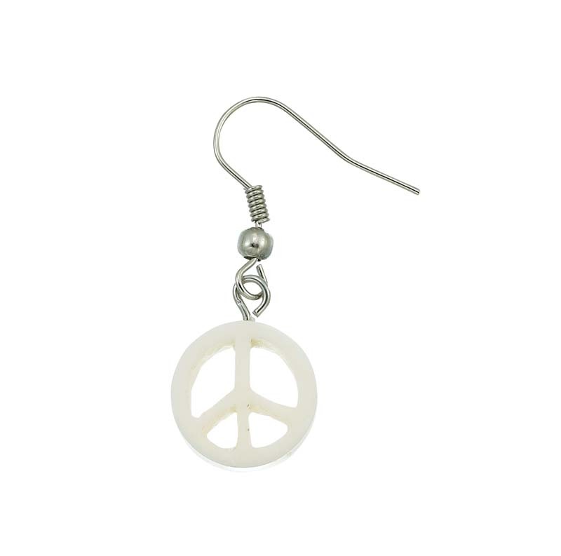 WHITE PEACE BONE EARRINGS