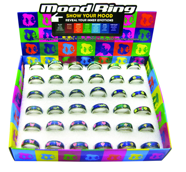 GLOW-IN-THE-DARK MOOD RING UNIT - 36 PIECE DISPLAY