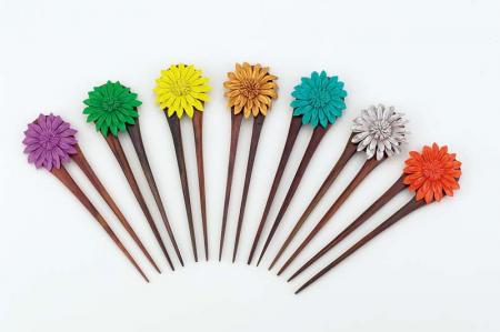 LEATHER FLOWER DOUBLE HAIR STICKS