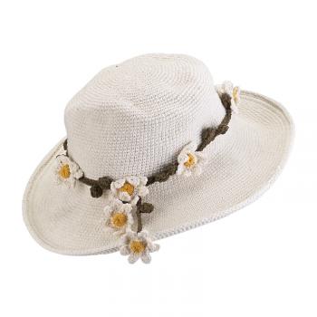 WIDE BRIM FLOWER COTTON HAT