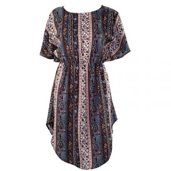 SHORT SLEEVE BELTED TUNIC - PRINT E