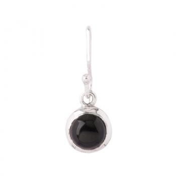 BLACK ONYX DROP SILVER EARRING