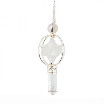 CLEAR QUARTZ MERKABA SPINNING PENDULUM