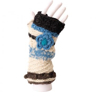 BLUE ARMWARMER WITH FLOWER