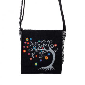 BLACK CROSSBODY TREE OF LIFE BAG