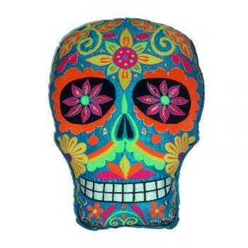 EMBROIDERED SKULL PILLOW
