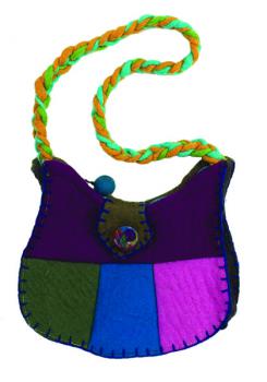 MULTI COLOR FELT PURSE WITH BRAIDS