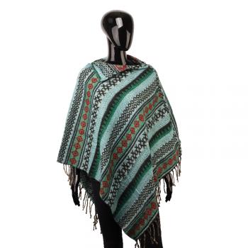 FOLD OVER NECK PONCHO WITH TASSELS