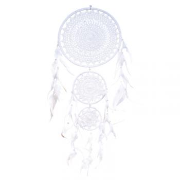 WHITE CROCHET TRIPLE DREAMCATCHER