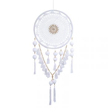 WHITE & BROWN SUEDE CROCHET SINGLE DREAMCATCHER