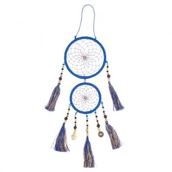 TWO TIER SEVEN STRAND BLUE BEADED DREAMCATCHER