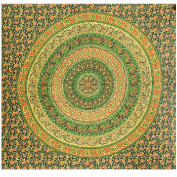 GREEN ELEPHANT DOUBLE TAPESTRY