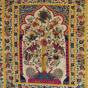 INDIAN SINGLE PEACOCK TREE OF LIFE TAPESTRY