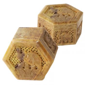 SOAPSTONE HEXAGON ELEPHANT BOX