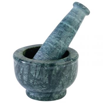 LARGE GREEN MARBLE MORTAR & PESTLE