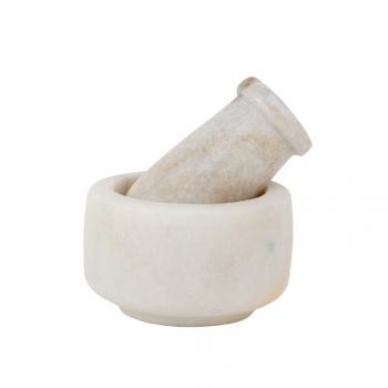 SMALL WHITE MARBLE MORTAR & PESTLE