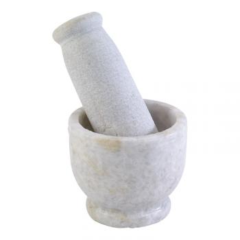 TALL WHITE MARBLE MORTAR & PESTLE