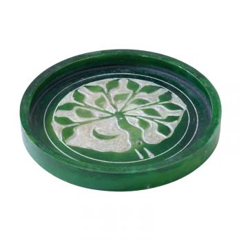 GREEN SOAPSTONE TREE OF LIFE CONE INCENSE BURNER