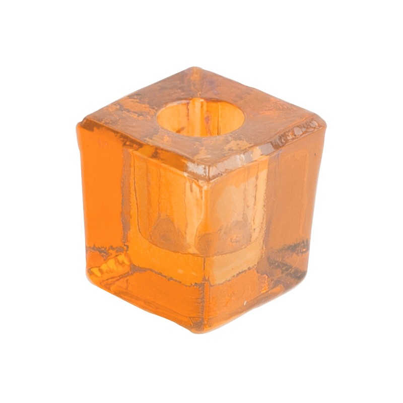 ORANGE GLASS MINI-CANDLE HOLDER