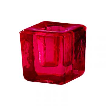 RED GLASS MINI-CANDLE HOLDER