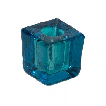 TURQUOISE GLASS MINI-CANDLE HOLDER