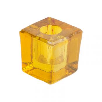 YELLOW GLASS MINI-CANDLE HOLDER