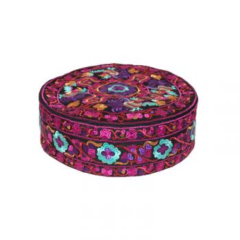 SMALL EMBROIDERED MEDITATION PILLOW - FUSCHIA