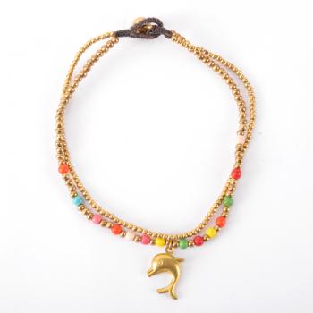 MULTICOLOR BEADED DOLPHIN ANKLET
