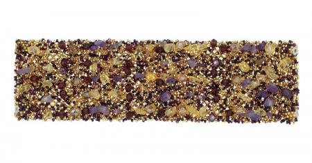 WIDE BEADED BRACELET GOLD PURPLE