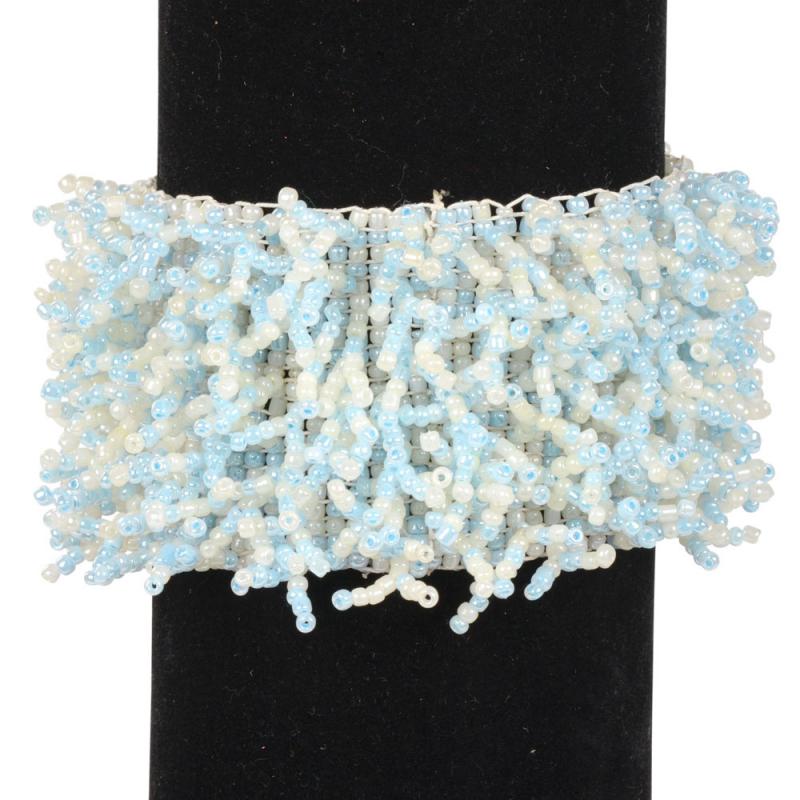 SHAGGY BEADED STRETCH BRACELET BLUE GREEN