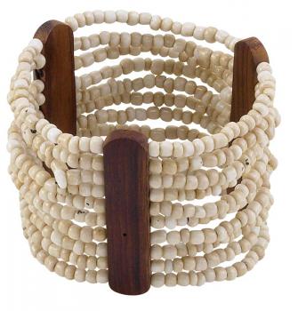 STRETCH WOOD BRACELET W/NATURAL BEADS