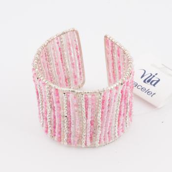 LARGE PINK CUFF BEADED BRACELET