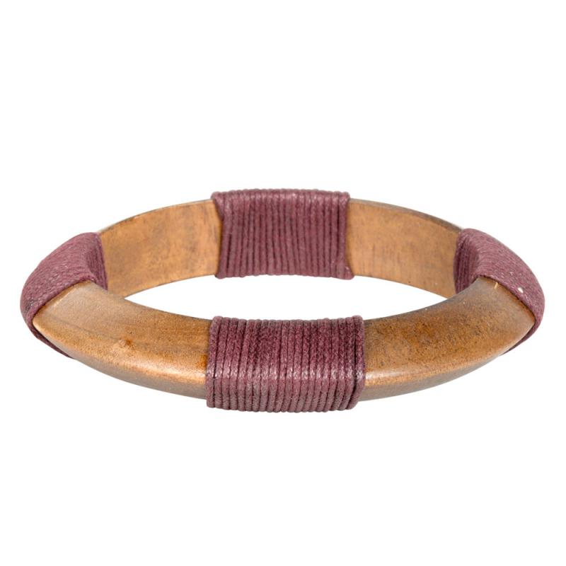 CIRCLE STRING WRAP WOOD BANGLE BAYBERRY